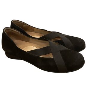 Ziera Womens Black Leather Suede Comfort Orthopedic Flats Shoes